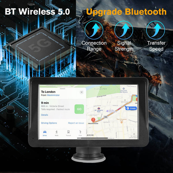 Portable Car Stereo Wireless CarPlay & Android Auto, Car Radio 7inches Touchscreen, Bluetooth5.0, Mirror Link, Maps Navigation, Voice Control, AUX Cable Vehicles - ZEYTONCART