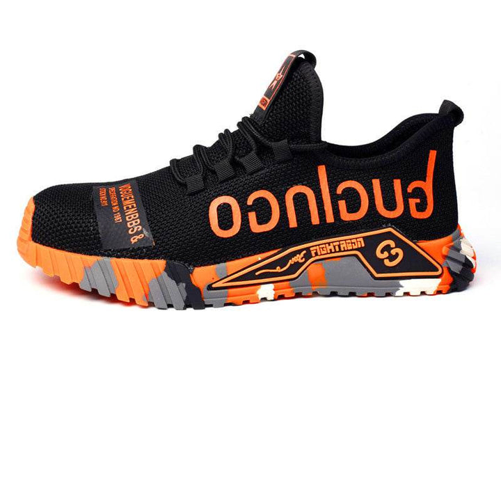 Indestructible Steel Toe Work Shoes For Men Letter Print Puncture Proof Sneakers - ZEYTONCART