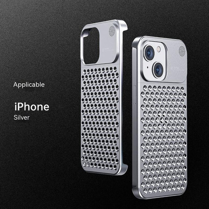 Aluminum Alloy Phone Case For 14 13 Pro Max Plus Hollow Heat Dissipation Anti-fall Full Body Shockproof Phone Cove - ZEYTONCART