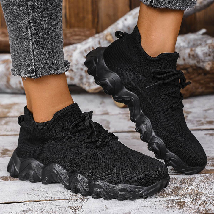 Lace-up Sneakers Lightweight Breathable Mesh Shoes Slip-on Running Walking Shoes For Women - ZEYTONCART