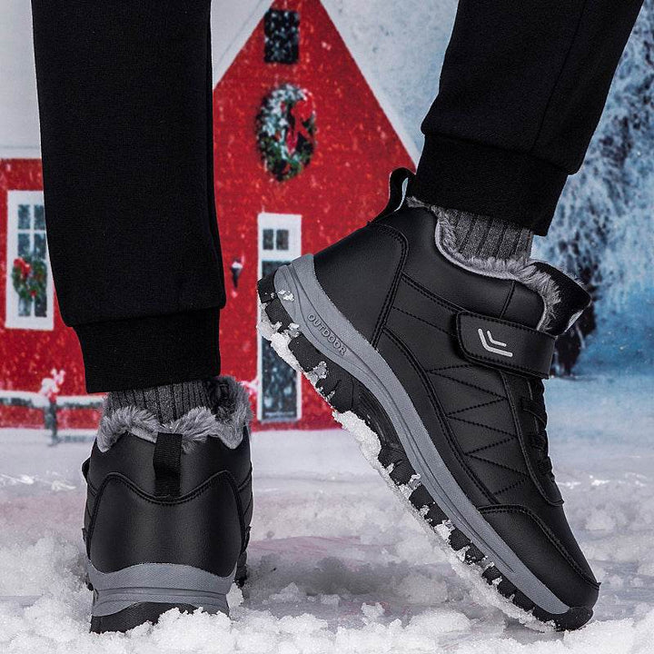 Men's High-top Travel Fleece-lined Warm Hiking Shoes - ZEYTONCART