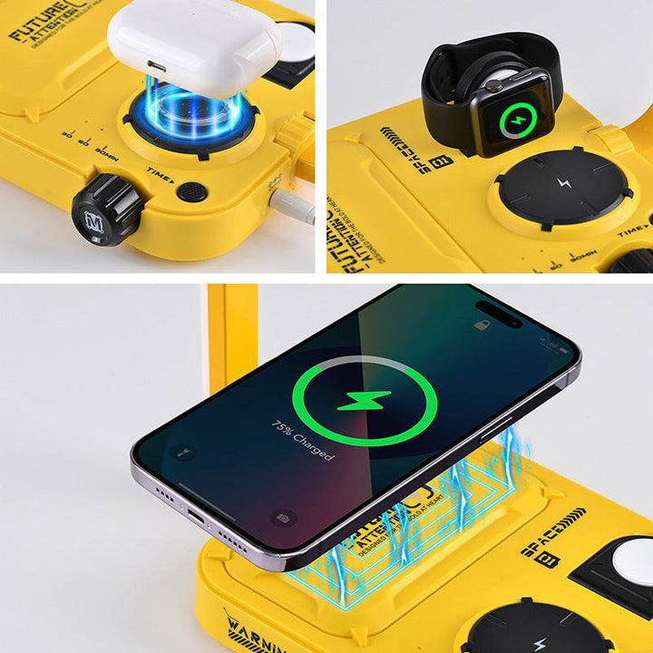 Mobile Phone Headset Watch Three-in-one Multi-Function Wireless Charger Smart Small Night Lamp - ZEYTONCART