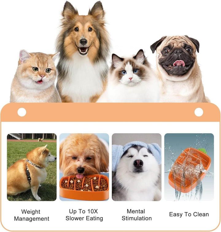 Slow Feeder Dog Bowl, Dog Food Bowl For Small & Medium-Sized Dogs, Carrot Design Dog Bowls,Non-Slip Dog Slow Feeder Bowls, Pet Slow Feeder Bowl For Dry Wet Food - ZEYTONCART