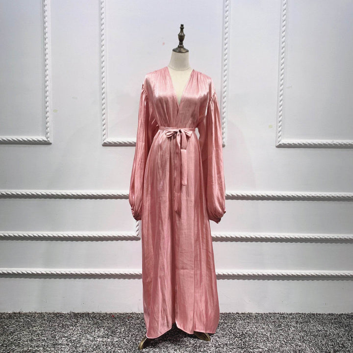 Eid Muslim Abaya Dress Kimono For Women Fashion Shining Silklike Summer Abayas Cardigan Puff Sleeve Dubai Turkey Clothes - ZEYTONCART