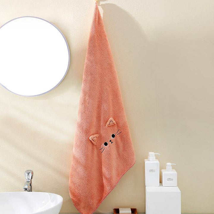 Coral Velvet Cartoon Cat Hair Drying Towel - ZEYTONCART