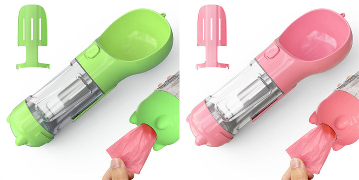 Pet Water Bottle Feeder Bowl Garbage Bag Storage Portable Pet Outdoor Travel 3 In 1 Dog Water Bottle - ZEYTONCART