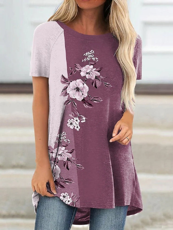 Women's Floral Theme Painting T-Shirt Floral - ZEYTONCART