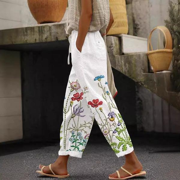 Casual Drawstring Pocket Floral Floral Print Casual Jumpsuit - ZEYTONCART