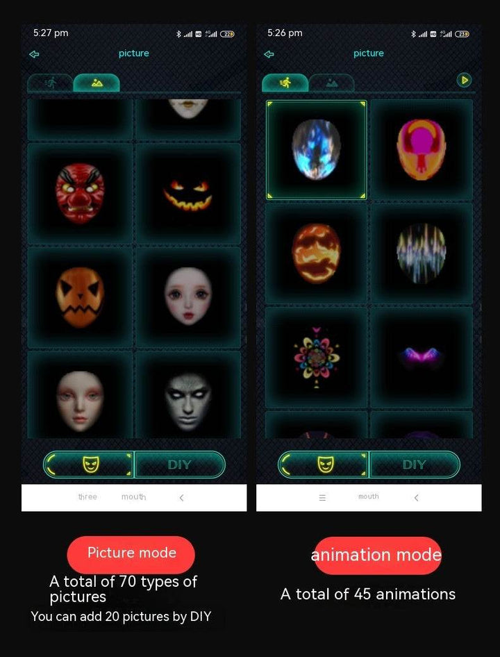 Halloween Face Masks Full Color LED Luminous Mask Face Changing Mask Party Bar Props - ZEYTONCART