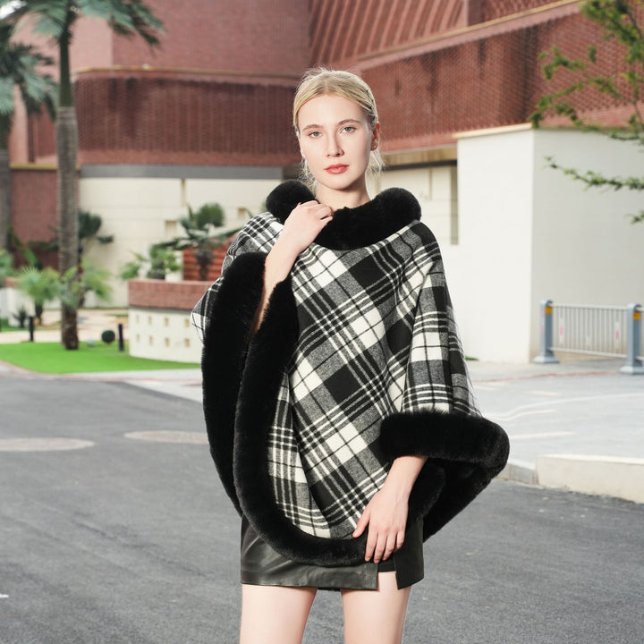 Elegant Autumn And Winter Warm Cloak Fleece-lined Thickened Fur Shawl - ZEYTONCART