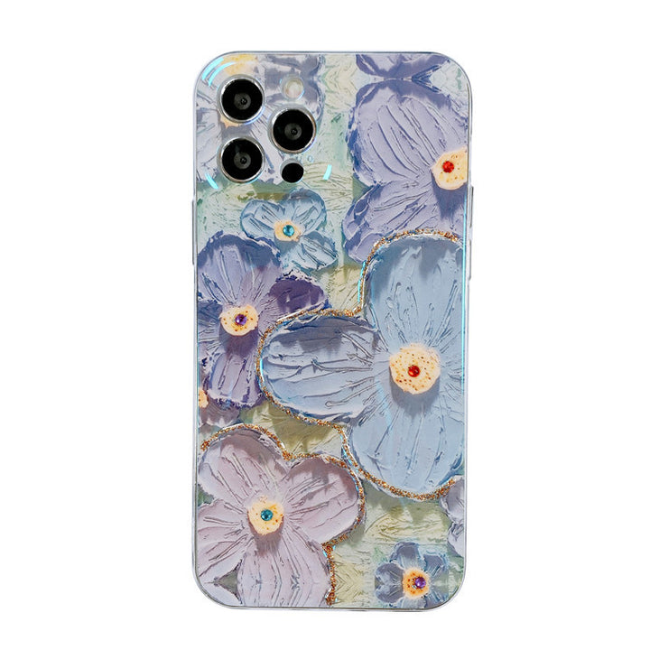 Oil Painting Purple And Blue Daisy Flower Phone Case - ZEYTONCART