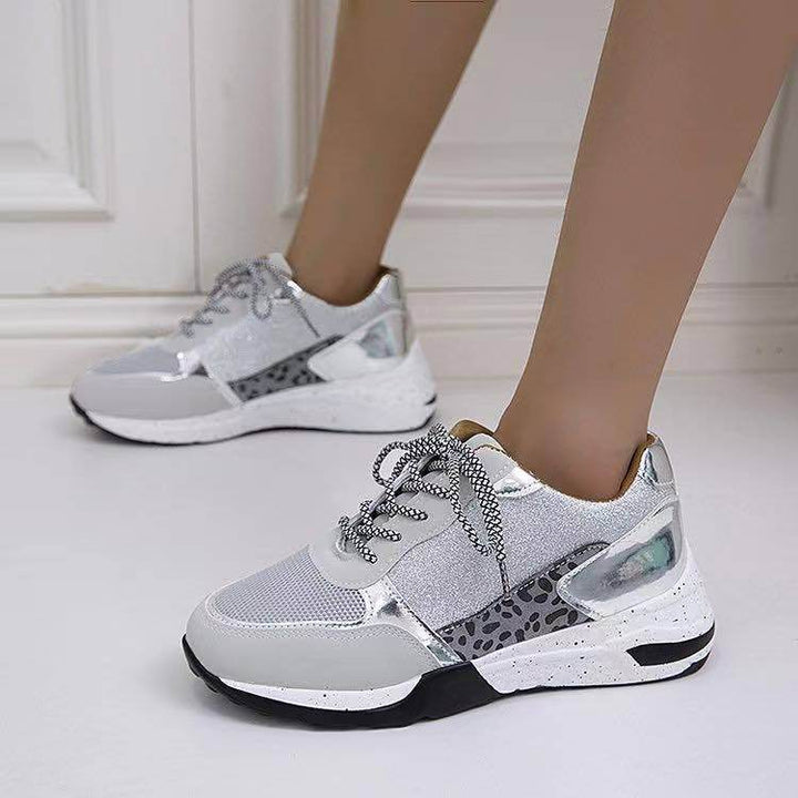 Lace Up Sneakers Wedge Flat Casual Walking Running Shoes For Women - ZEYTONCART