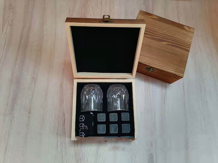 Black Whiskey Stone Ice Cubes In High-end Wooden Box - ZEYTONCART