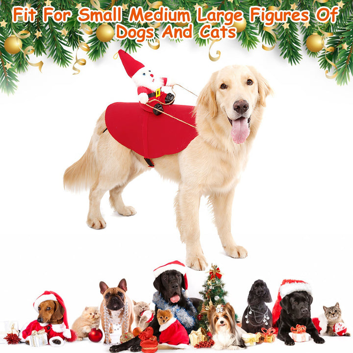 S-M-L-XL Options -- 1Pc Pet Christmas Costumes Red Winter Coat For Dog Riding Santa Claus With Bell Clothes New Year Outfit Cosplay Costumes Party Dress Up For Cats - ZEYTONCART