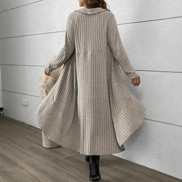 Autumn And Winter Pleated Cardigan Trench Coat Shawl Knitted Coat Lining Dress Suit - ZEYTONCART