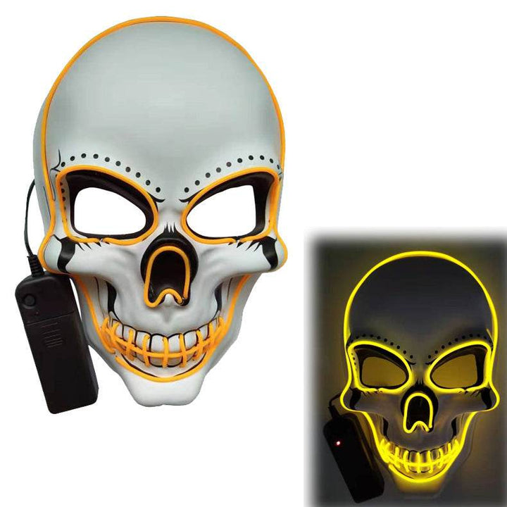 Glowing Mask Scary Ghost Face Halloween Funny White Skull Mask LED Glowing Props - ZEYTONCART