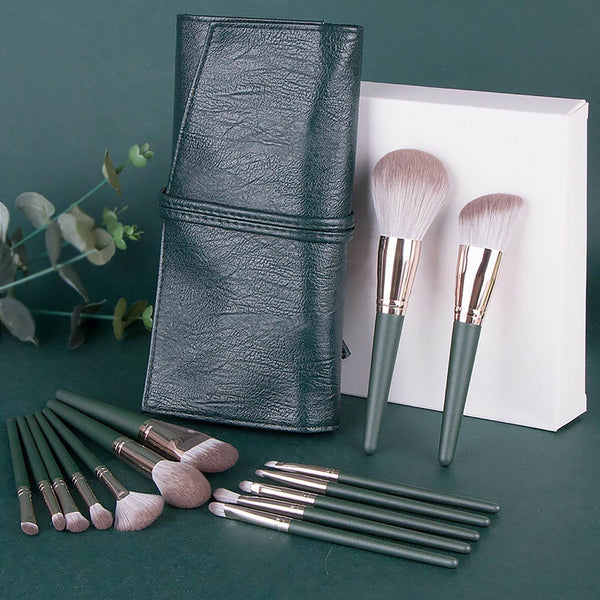 Green Cloud 14 Makeup Brushes Suit - ZEYTONCART
