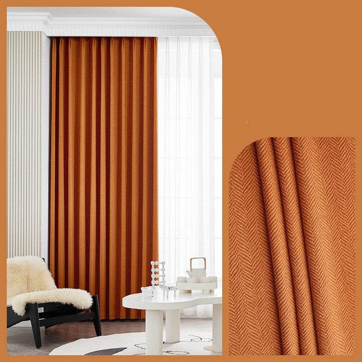 Home Fashion Herringbone Pattern Chenille Blackout Curtains - ZEYTONCART