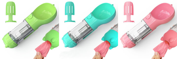 Pet Water Bottle Feeder Bowl Garbage Bag Storage Portable Pet Outdoor Travel 3 In 1 Dog Water Bottle - ZEYTONCART