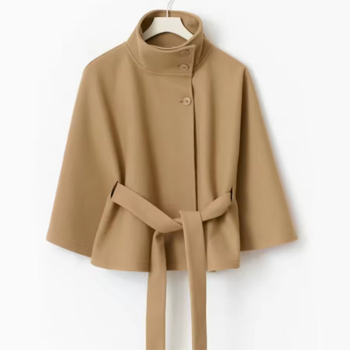 Winter High Neck Batwing Sleeve Coat With Belt Fashion Loose Elegant Button Top Trench Coat For Women Clothing - ZEYTONCART