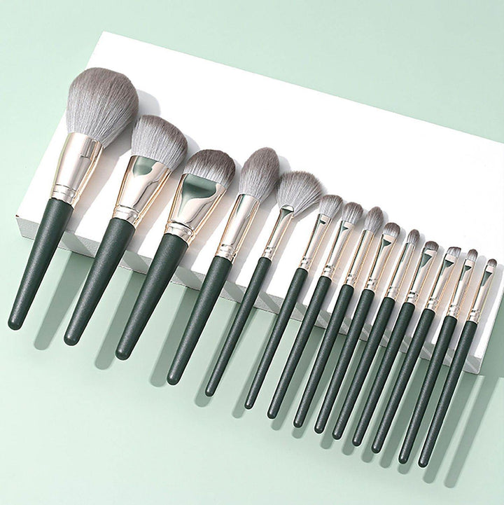 Green Cloud 14 Makeup Brushes Suit - ZEYTONCART