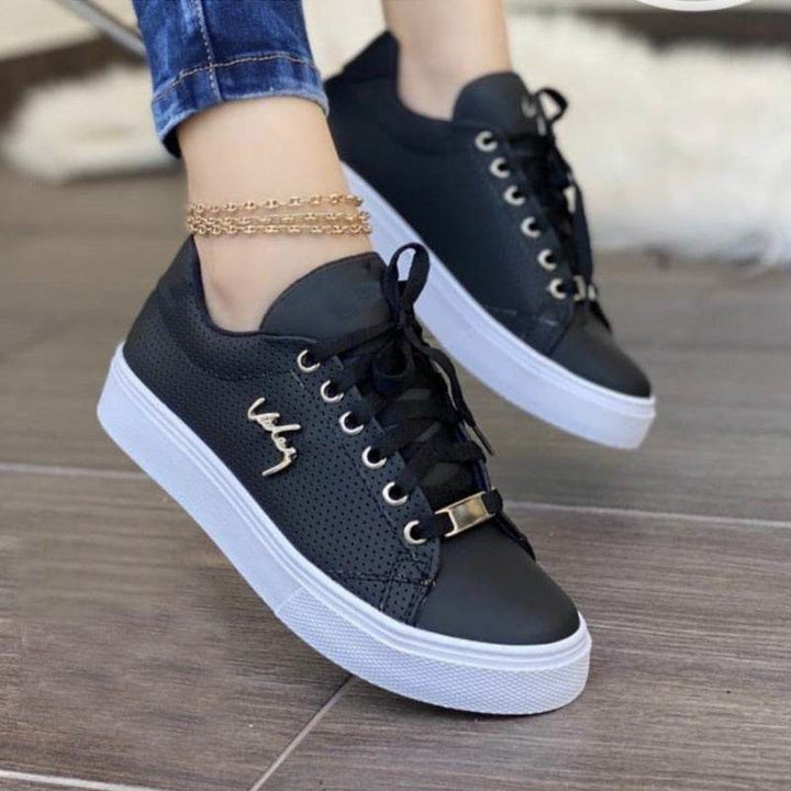 Women Flat Sneakers Breathable Lace-up Shoes For Girls - ZEYTONCART