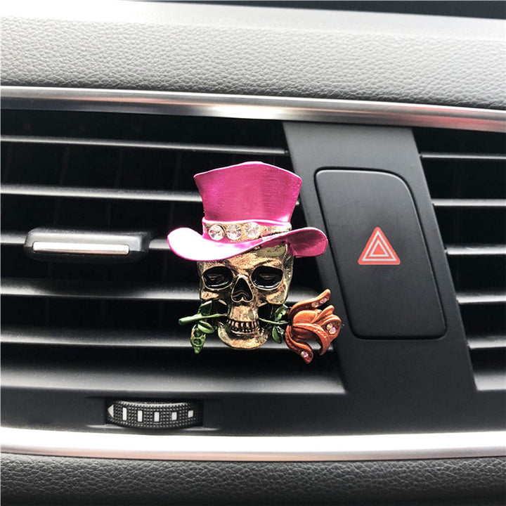 Halloween New Funny Retro Metal Skull Fashion Alloy Retro Roses Purses Anime Car Decoration Car Accessories - ZEYTONCART