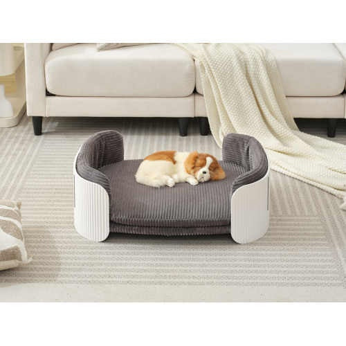 Scandinavian Style Cat Couch Bed, Pet Sofa For Indoor Cats PP Indoor Pet Furniture Elevated Cat Beds With Removable Mattress Cover Suitable For Kitty, Puppy Or Small Animal Brand Design White - ZEYTONCART