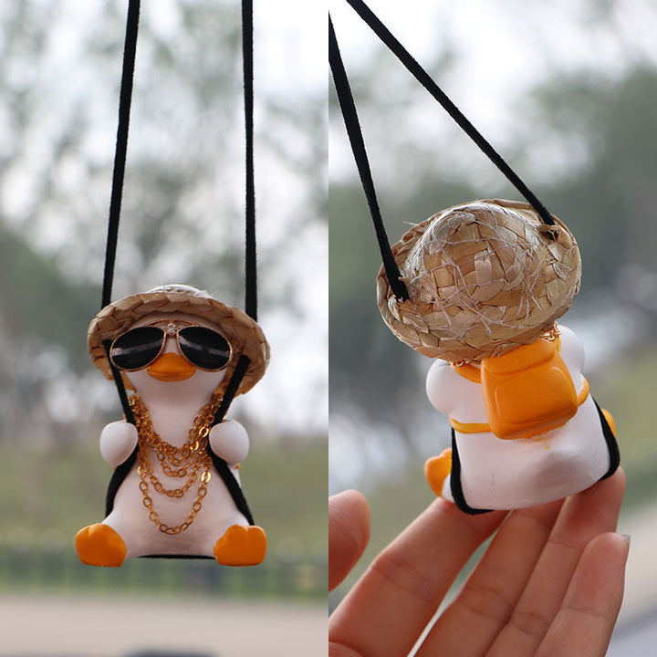 Car Pendant Cute Anime Little Duck Swing Auto Rearview Mirror Hanging Ornaments Interior Decoraction Accessories For Girls Gifts - ZEYTONCART