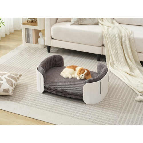 Scandinavian Style Cat Couch Bed, Pet Sofa For Indoor Cats PP Indoor Pet Furniture Elevated Cat Beds With Removable Mattress Cover Suitable For Kitty, Puppy Or Small Animal Brand Design White - ZEYTONCART