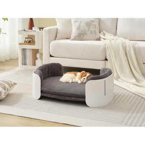Scandinavian Style Cat Couch Bed, Pet Sofa For Indoor Cats PP Indoor Pet Furniture Elevated Cat Beds With Removable Mattress Cover Suitable For Kitty, Puppy Or Small Animal Brand Design White - ZEYTONCART