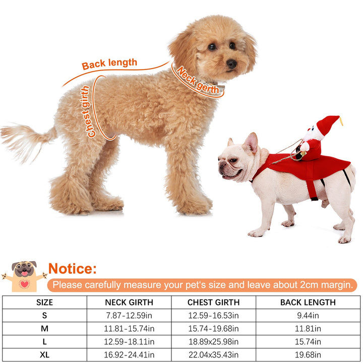 S-M-L-XL Options -- 1Pc Pet Christmas Costumes Red Winter Coat For Dog Riding Santa Claus With Bell Clothes New Year Outfit Cosplay Costumes Party Dress Up For Cats - ZEYTONCART