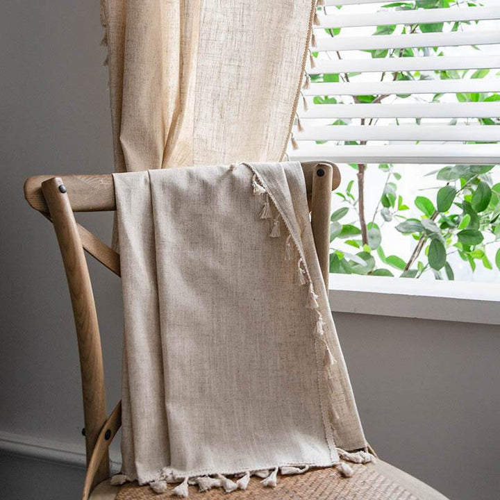 Curtains American Style Simple Pure Color Jute - ZEYTONCART