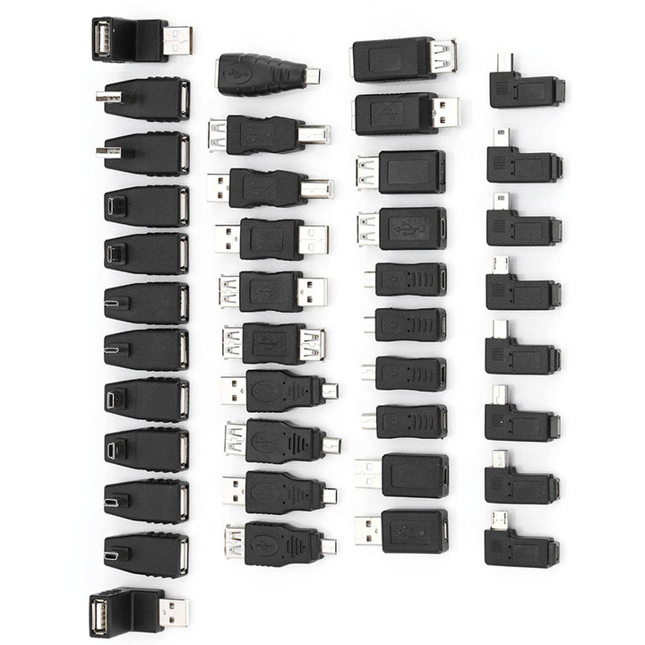 Pack of 40 Multiple USB2.0 Adapters Angled Mini Micro Type B Male Female Converters Connectors - ZEYTONCART
