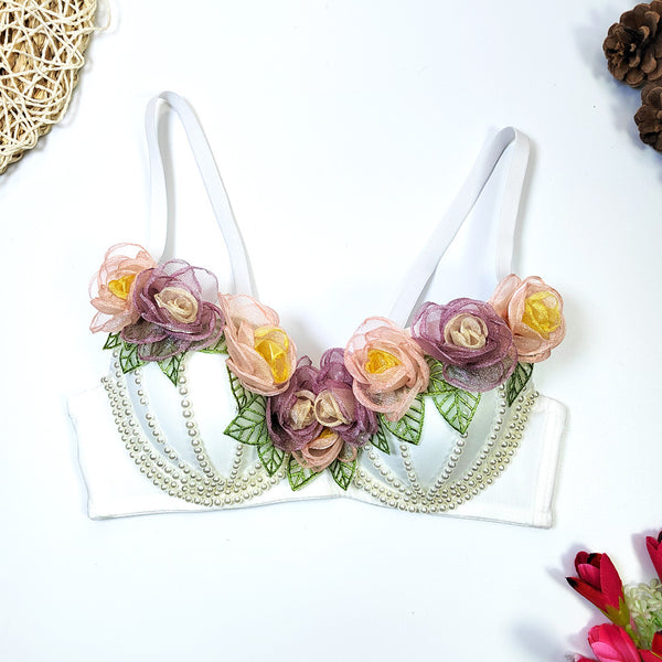 Short Three-dimensional Flower Fishbone Corset