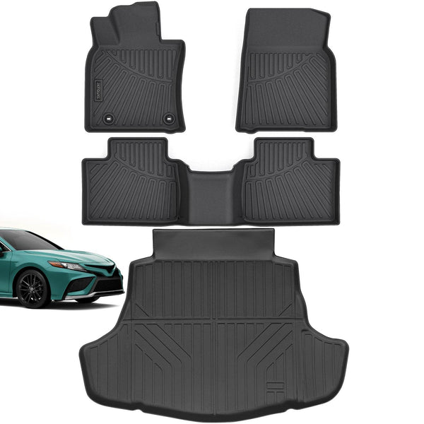 Floor Mats & Cargo Liners Compatible For Toyota Camry 2025 -Include Hybrid- All Weather 2 Row Floor Liners And Trunk Mat Mats Accessories-Black. - ZEYTONCART