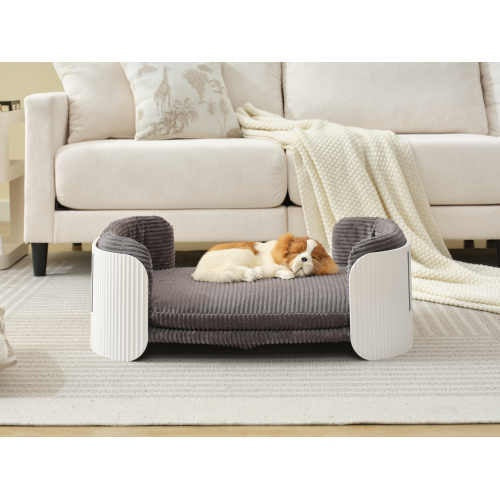 Scandinavian Style Cat Couch Bed, Pet Sofa For Indoor Cats PP Indoor Pet Furniture Elevated Cat Beds With Removable Mattress Cover Suitable For Kitty, Puppy Or Small Animal Brand Design White - ZEYTONCART