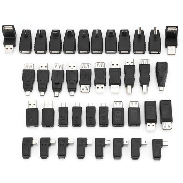 Pack of 40 Multiple USB2.0 Adapters Angled Mini Micro Type B Male Female Converters Connectors - ZEYTONCART