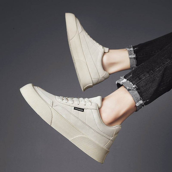 Casual Board Flat Shoes Men Breathable Thick-soled Lace-up Sneakers For Walking Running - ZEYTONCART