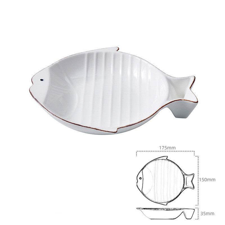 Fish-shaped Ceramic Plate Cat Food Feeding Bowl - ZEYTONCART