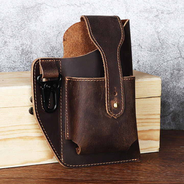 Men's Retro Leather Phone Hanging Belt Bag - ZEYTONCART