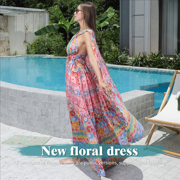 Women's Floral Style Large Hem Dress - ZEYTONCART