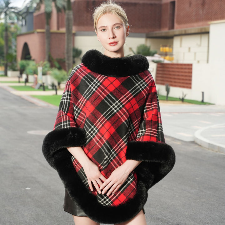 Elegant Autumn And Winter Warm Cloak Fleece-lined Thickened Fur Shawl - ZEYTONCART