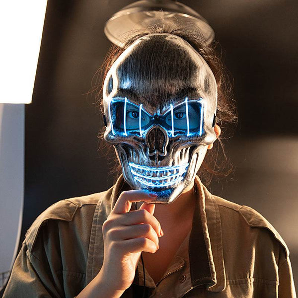 LED Halloween Face Mask Luminous Skull Cold Light Masks Dance Party Bar Disco Mask Accessories Gifts Halloween Masks - ZEYTONCART