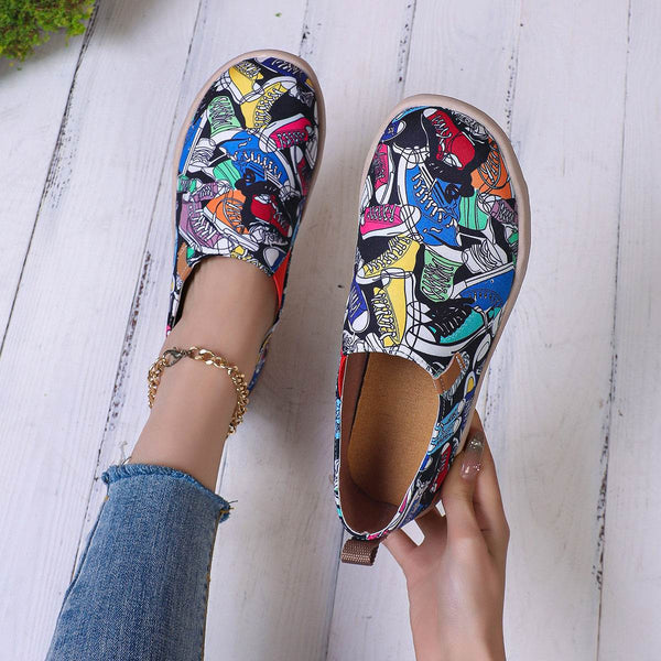 Round Toe Flat Bottom Comfortable Slip-on Lofter Pumps Sneakers For Women - ZEYTONCART