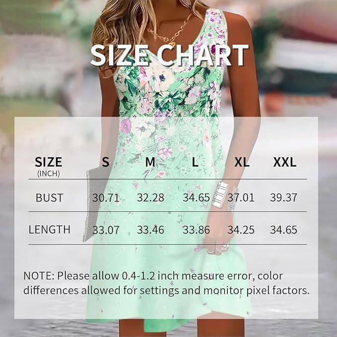 Women's Sleeveless Floral Print Boho Sundress Casual Loose Fit Summer Tank Dress - ZEYTONCART