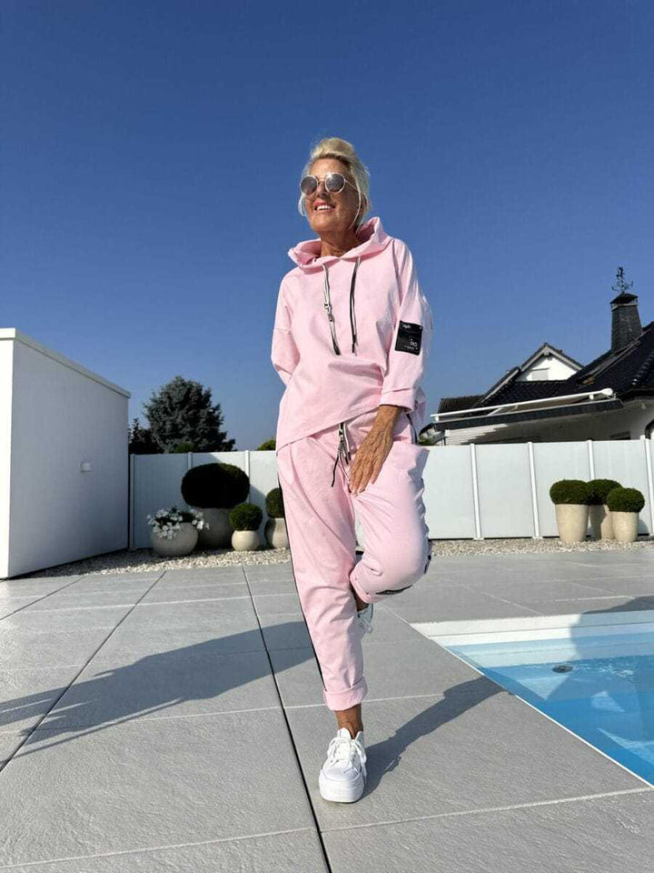 Round Neck Long Sleeve Braiding Stitching Trousers Suit - ZEYTONCART