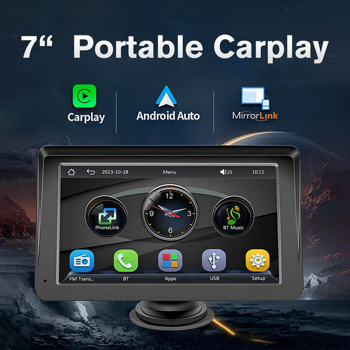 Portable Car Stereo Wireless CarPlay & Android Auto, Car Radio 7inches Touchscreen, Bluetooth5.0, Mirror Link, Maps Navigation, Voice Control, AUX Cable Vehicles - ZEYTONCART