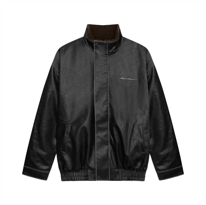 Leather Clothing With Stand Collar Coat For Men - ZEYTONCART