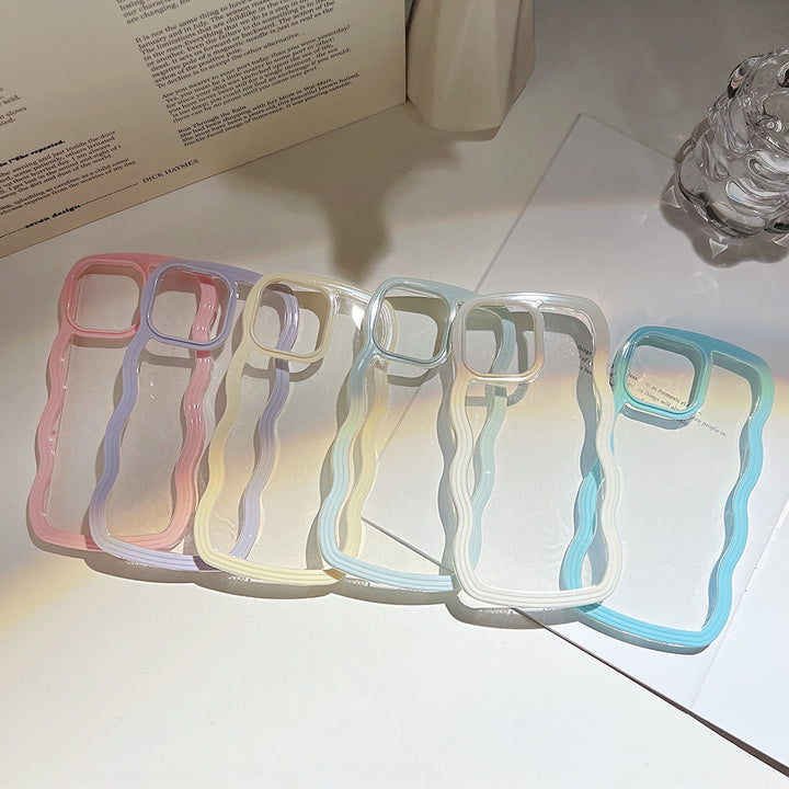 Wave Border Mobile Phone Case Solid Color Simple Candy Color - ZEYTONCART